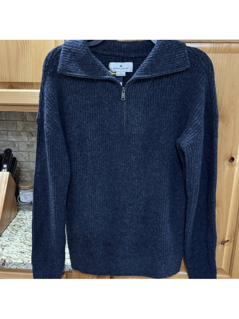 NWT Modern Ambition Cozy Ribbed Women's Half-Zip Navy Knit Sweater SIZE XL - Picture 8 of 12